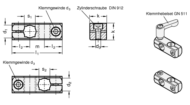 Kreuz Klemmhalter GN 474 Skizze