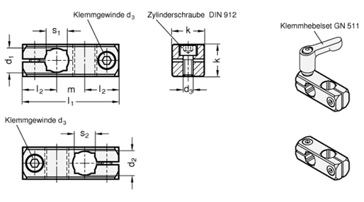 Kreuz Klemmhalter GN 474 Skizze