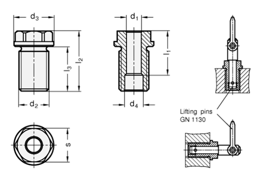 Stainless Steel Holding Bushings GN 1132 sketch
