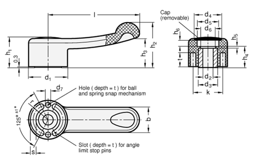 Gear Levers bushing steel  blackened GN 623 sketch