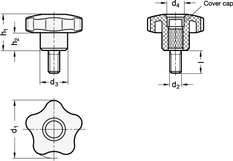 Star Knobs with Threaded Stud GN 5337.2 sketch
