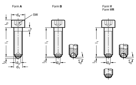 Kugelspannschrauben Stahl  brueniert GN 606 Skizze