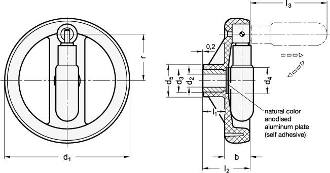 Handwheels with Retractable Handle GN 522.6 sketch