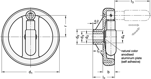 Handwheels with Retractable Handle GN 522.6 sketch