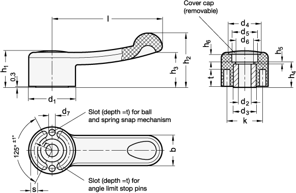 Gear Levers bushing Stainless Steel GN 623.5 sketch