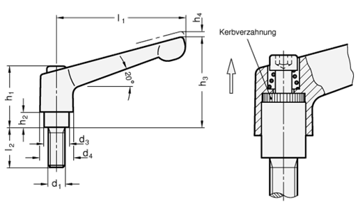 Verstellbare Klemmhebel GN 300 Skizze