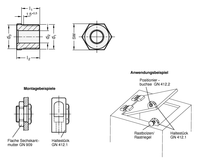 Positionierbuchsen GN 412.2 Skizze