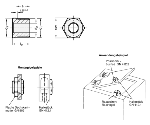 Positionierbuchsen GN 412.2 Skizze