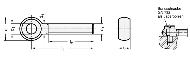 Augenschrauben Stahl  brueniert GN 1524 Skizze