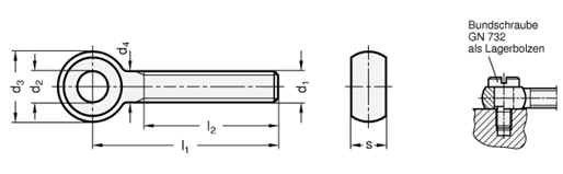 Augenschrauben Stahl  brueniert GN 1524 Skizze