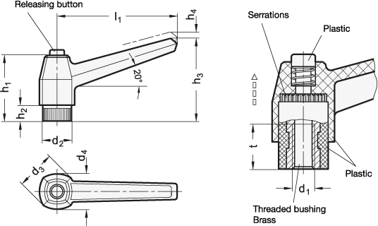 Adjustable Hand Levers GN 503 sketch