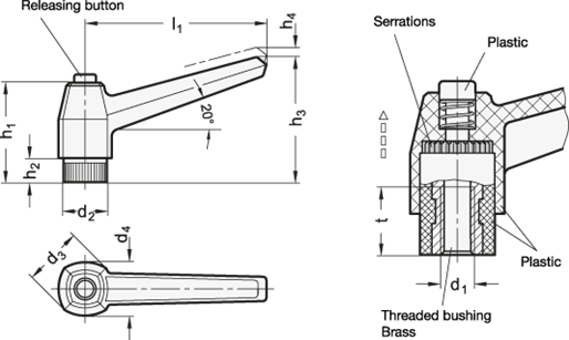 Adjustable Hand Levers GN 503 sketch