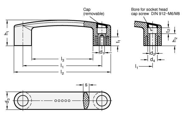 Cabinet U Handles assembling from the back or operators side GN 628 sketch