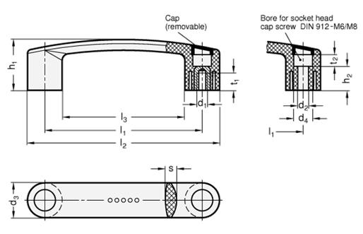 Cabinet U Handles assembling from the back or operators side GN 628 sketch