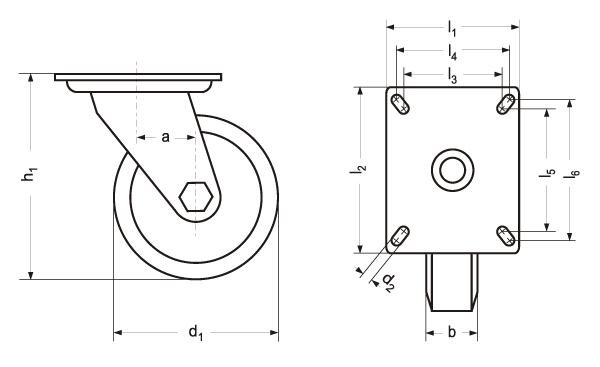 Apparate Lenkrollen mit Bremse HA 5101 Skizze