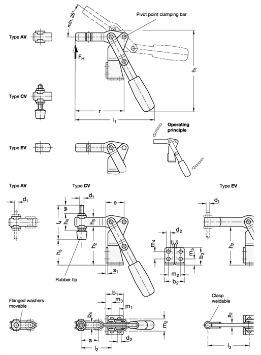 Toggle Clamps Steel  zinc plated GN 812 sketch