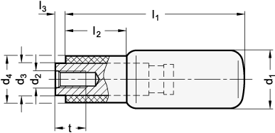 Drehbare Zylindergriffe Kunststoff  Achsteil Stahl  verzinkt GN 798.2 Skizze