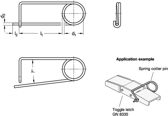 Stainless Steel Spring Cotter Pins GN 8330.1 sketch