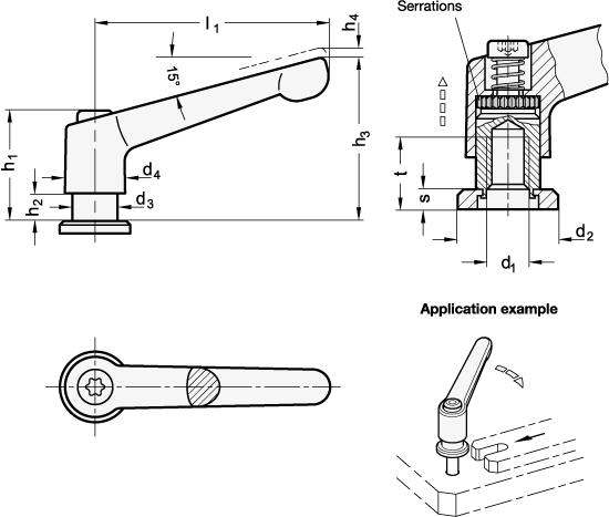 Adjustable Hand Levers GN 307 sketch