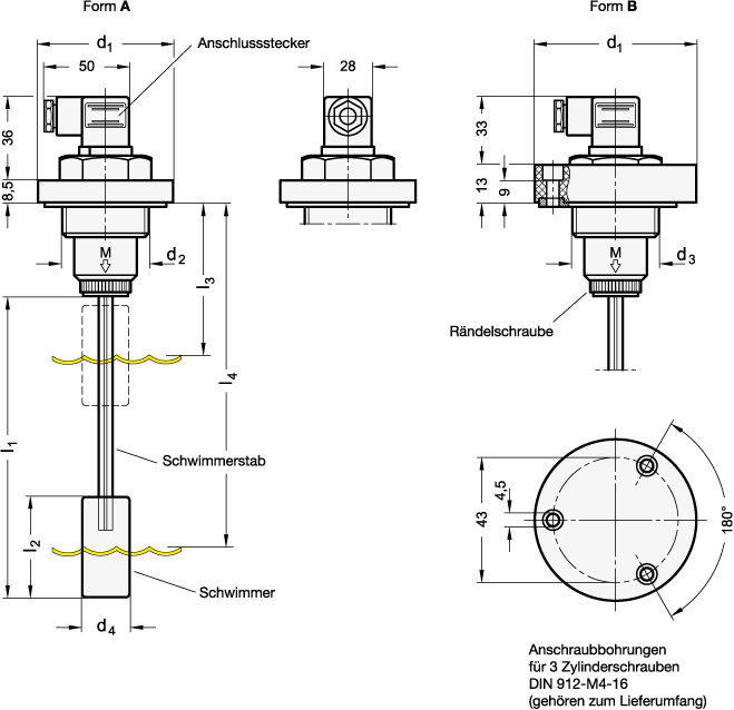 Schwimmerschalter GN 848 Skizze