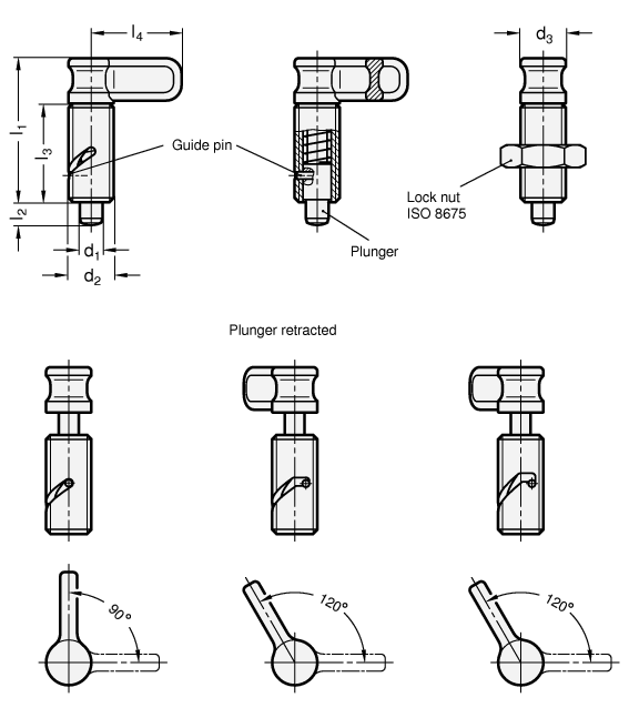 Cam Action Indexing Plungers Guide steel  zinc plated GN 712 sketch