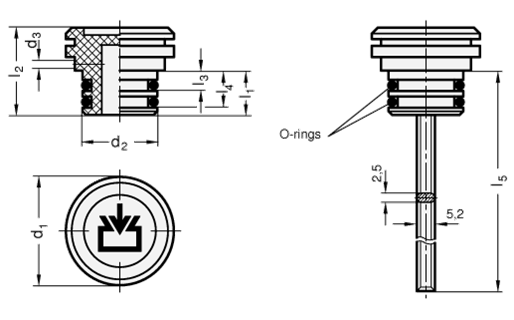 Oil Filler Plugs with without dipstick GN 748 sketch