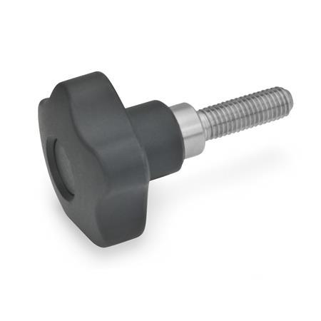 Safety Star Knobs Threaded stud  steel  blackened  Stainless Steel GN 5337.3