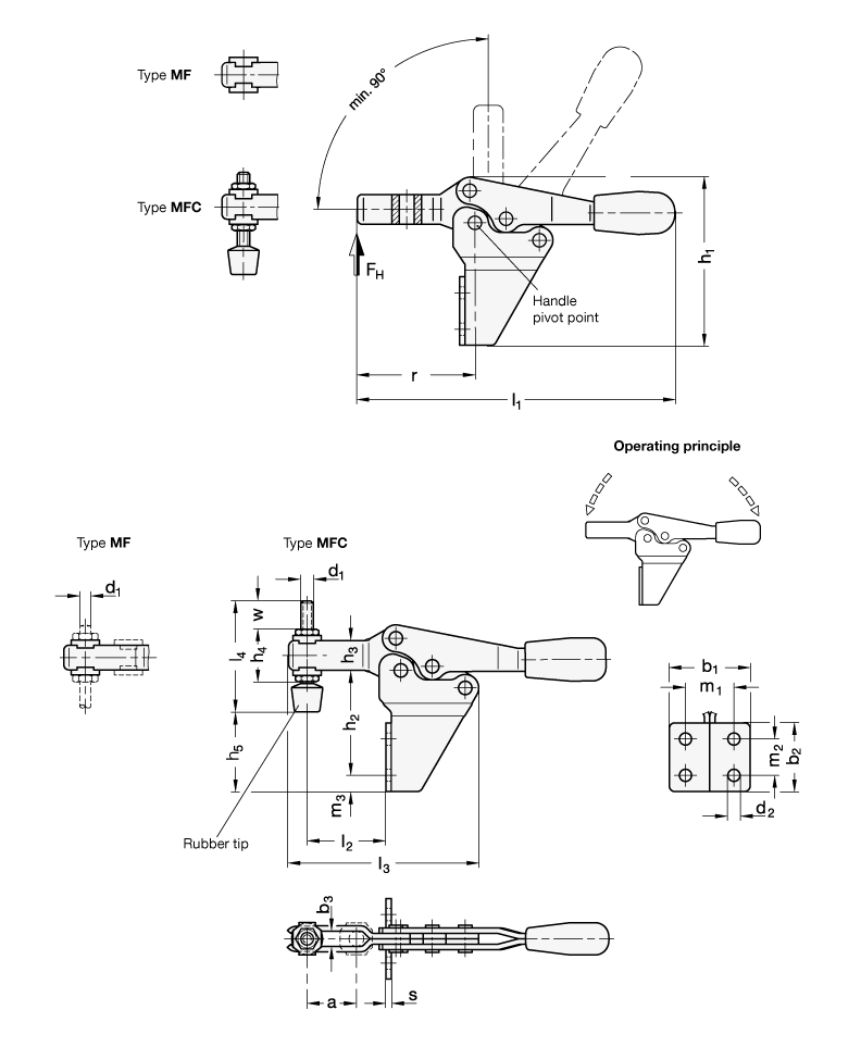 Stainless Steel Toggle Clamps GN 820.2 sketch