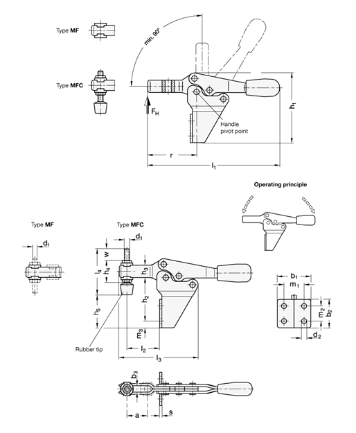Stainless Steel Toggle Clamps GN 820.2 sketch