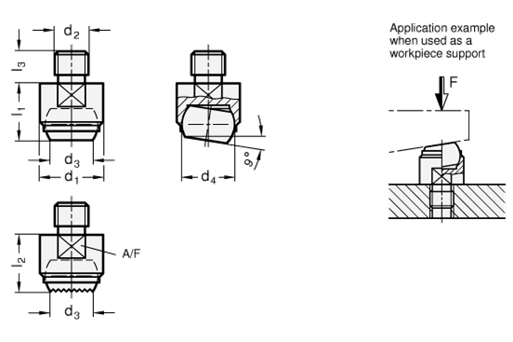 Clamping Pads Steel GN 709.1 sketch