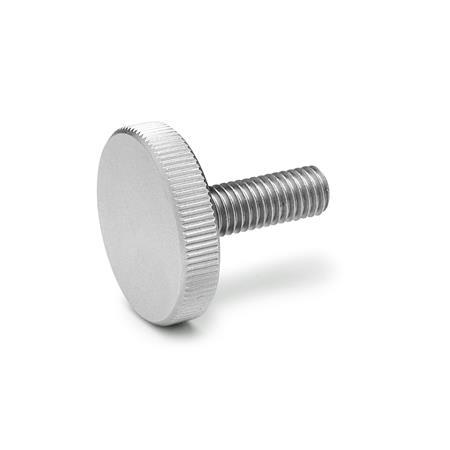 Stainless Steel Flat Knurled Screws matt shot blasted DIN 653