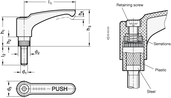 Adjustable Hand Levers GN 604 sketch
