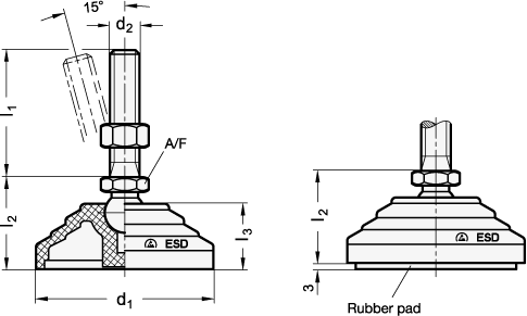 ESD Leveling Feet GN 344.7 sketch
