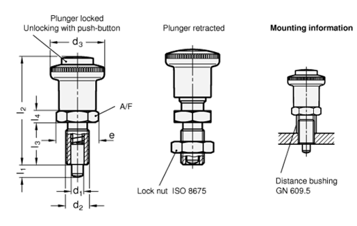 Stainless Steel Indexing Plungers GN 414 sketch