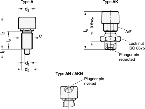 Stainless Steel Locking Plungers GN 514 sketch