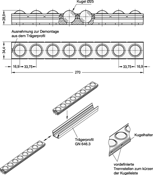 Kugelleiste GN 646.2 Skizze