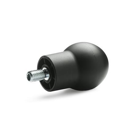 Revolving Ball Knob Plastic  shaft steel  zinc plated GN 596