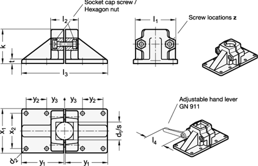 Wide Base Plate Connector Clamps GN 167 sketch