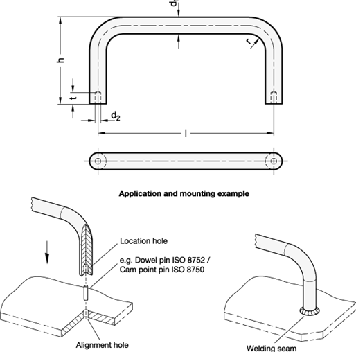 Stainless Steel Cabinet U Handles GN 435.3 sketch