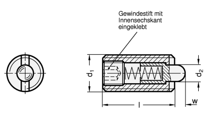 Federnde Druckstuecke Stahl brueniert GN 616 Skizze
