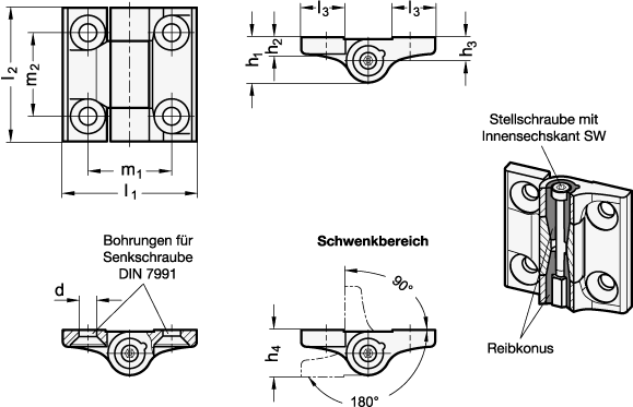 Edelstahl Scharniere GN 437 Skizze