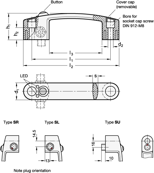 Cabinet U Handles plastic GN 628.4 sketch