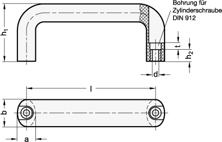 Buegelgriffe Montage von der Bedienseite GN 725.1 Skizze