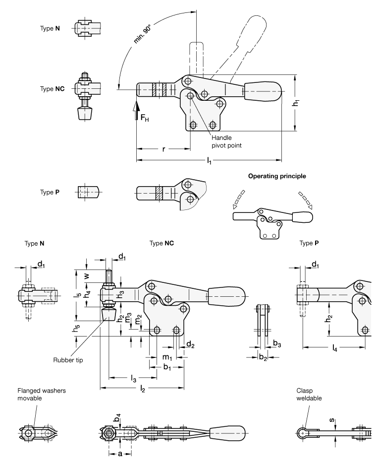 Toggle Clamps Steel  zinc plated GN 820.1 sketch