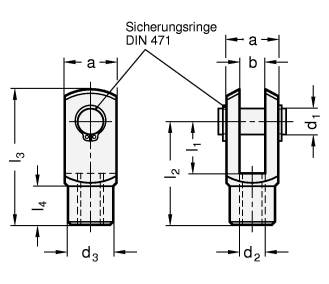 Edelstahl Gabelgelenke DIN 71751 Skizze