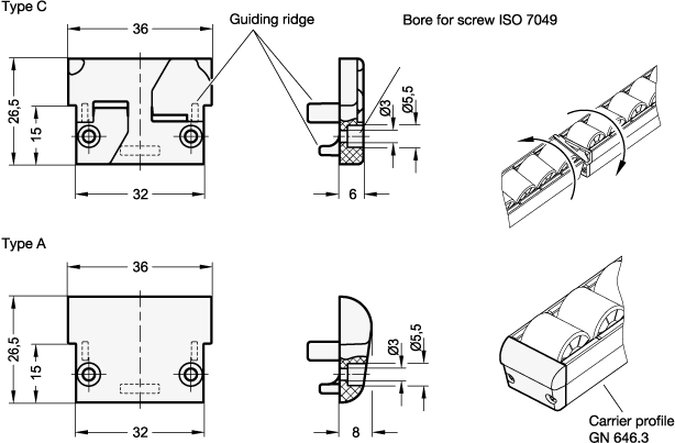 Connector  End Cap GN 646.6 sketch