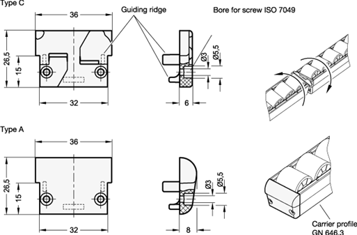 Connector  End Cap GN 646.6 sketch