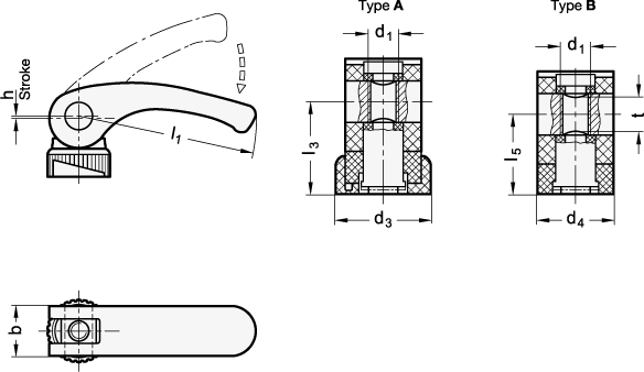 Clamping Levers with Eccentrical Cam GN 926.1 sketch