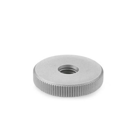 Stainless Steel Flat Knurled Nuts matt shot blasted DIN 467