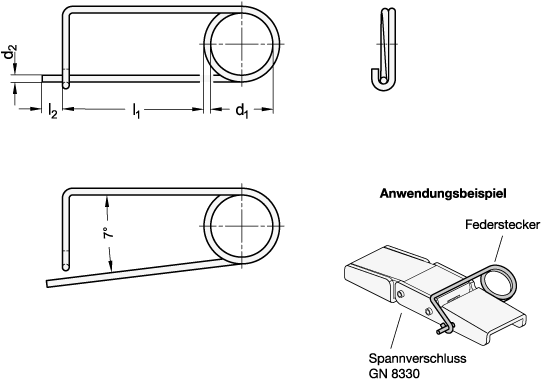 Edelstahl Federstecker GN 8330.1 Skizze